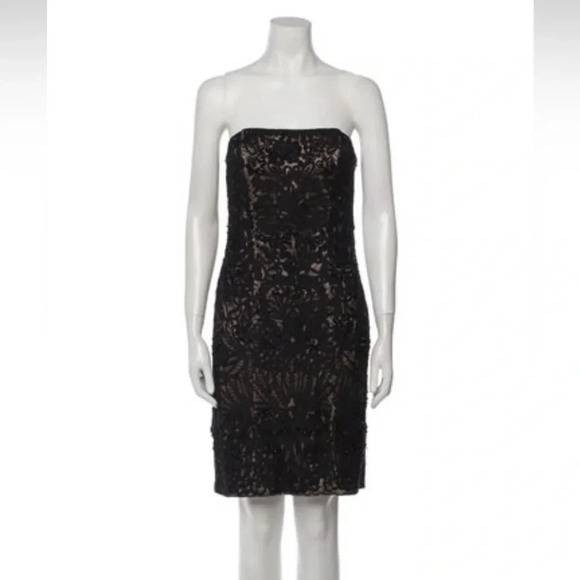 Sue Wong black strapless embellished lace cocktail dress Size 4 - Picture 3 of 11